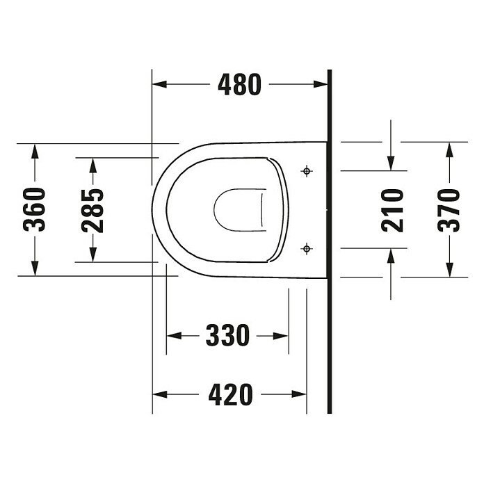 Duravit ME by Starck Spülrandloses Wand-WC Compact (Ohne WC-Sitz, Ohne Beschichtung, Tiefspüler, Weiß)