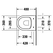 Duravit ME by Starck Spülrandloses Wand-WC Compact (Ohne WC-Sitz, Ohne Beschichtung, Tiefspüler, Weiß)