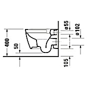 Duravit ME by Starck Spülrandloses Wand-WC Compact (Ohne WC-Sitz, Ohne Beschichtung, Tiefspüler, Weiß)