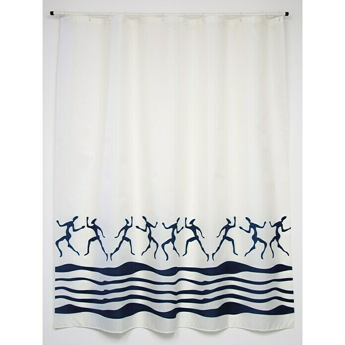 Venus Cortina de baño textil Zanzíbar (An x Al: 180 x 200 cm, Azul/Blanco)