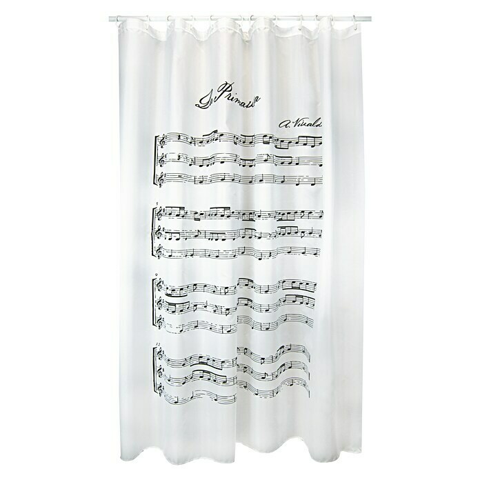 Venus Cortina de baño textil Vivaldi (An x Al: 180 x 200 cm, Negro/blanco)