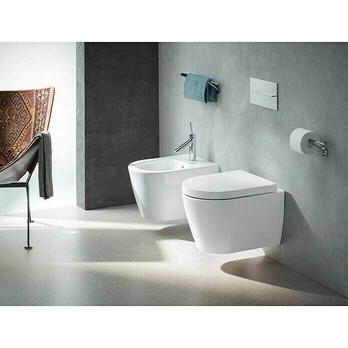 Duravit ME by Starck Spülrandloses Wand-WC Compact (Ohne WC-Sitz, Ohne Beschichtung, Tiefspüler, Weiß)