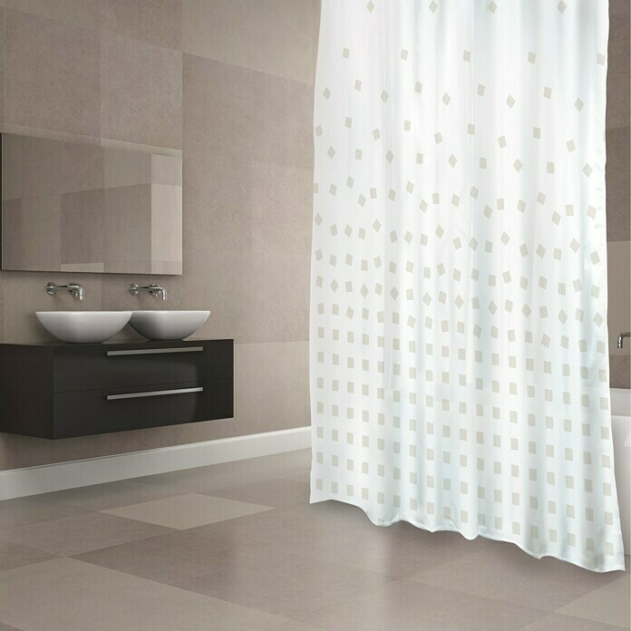 Venus Cortina de baño textil Thika (An x Al: 180 x 200 cm, Blanco)