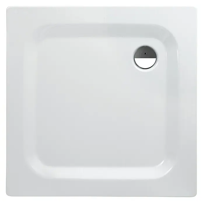 Sanicomfort Duschwanne - L x B: 100 x 100 cm, Stahl, Weiß, Durchmesser Ablauföffnung: 90 mm - Quadratische Duschwanne aus weißem Sanitäracryl mit eingelassenem Abfluss für ein modernes Badezimmerdesign.