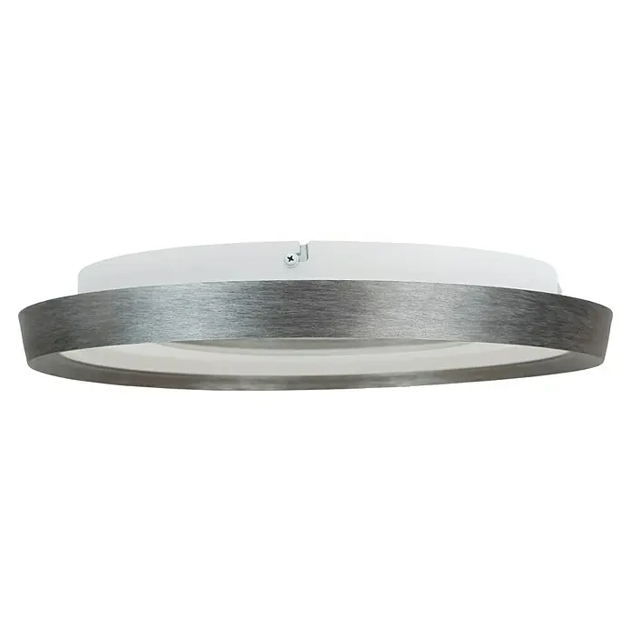 MegaLight LED-Deckenleuchte rund - 40 W, Ø x H: 50 x 6,5 cm, Silber/Weiß, Warmweiß - Stilvolle LED-Deckenleuchte mit silbernem Zierring, die modernes Design und energieeffiziente Beleuchtung in jedem Raum vereint.