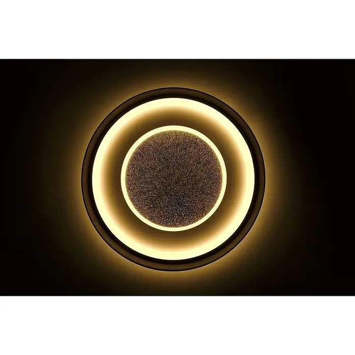 MegaLight LED-Deckenleuchte rund - 40 W, Ø x H: 50 x 6,5 cm, Silber/Weiß, Warmweiß - Runde Deckenleuchte mit warmweißem Licht und dekorativem Muster in der Mitte, ideal für moderne Wohnräume.