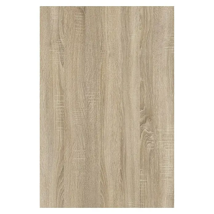 Tablero de melamina Sonoma Oak - Roble, 244 cm x 122 cm x 16 mm - Detalle de una textura de madera clara, ideal para diseño de muebles o decoración de interiores, mostrando un grano fino y variaciones de color naturales.