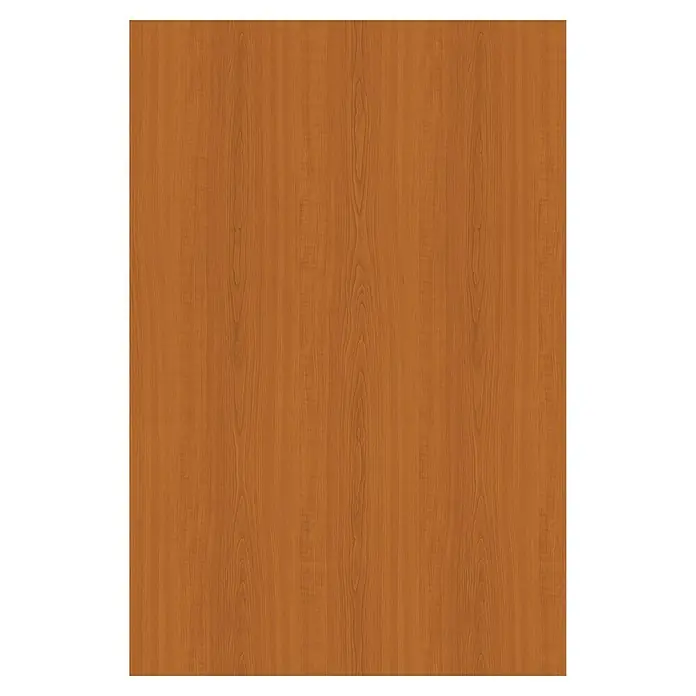 Tablero de melamina Cherry - Cerezo, 244 cm x 60 cm x 16 mm - Primer plano de un suelo laminado marrón claro con una fina veta de madera y un aspecto moderno.