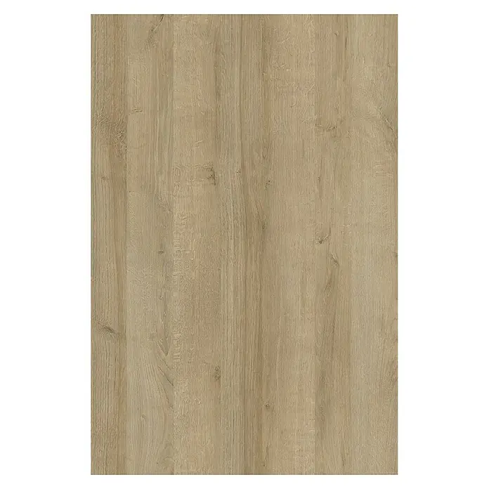 Tablero de melamina Roble Bari - Roble, 244 cm x 122 cm x 16 mm - Vista detallada de una superficie de madera clara con grano natural. Ideal como fondo o para exhibir productos de madera.