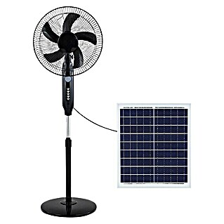 Ventilador de pie con batería y panel solar (Diámetro: 45 cm, 25 W, Altura: 120 cm)
