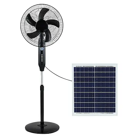 Ventilador de pie con batería y panel solar