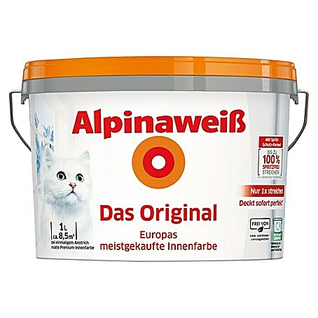 Alpina Alpinaweiß Wandfarbe Das Original (Weiß, 1 l, Matt, Konservierungsmittelfrei)