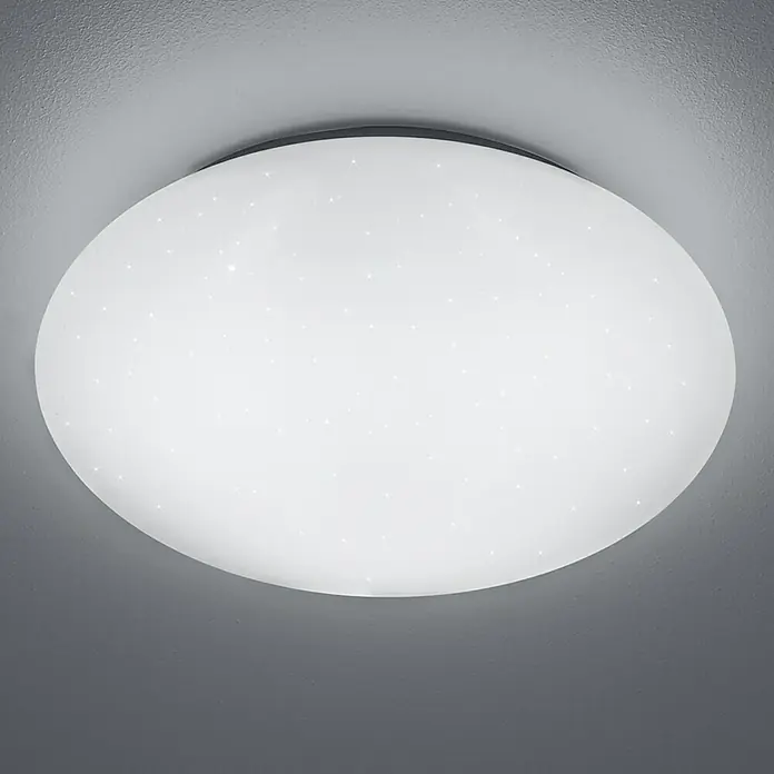 Reality Leuchten LED-Deckenleuchte rund Putz - 10 W, Ø x H: 27 x 8,5 cm, Weiß, Neutralweiß - Runde LED-Deckenleuchte mit Sterneneffekt für eine stimmungsvolle Beleuchtung im Raum. Modernes Design, energieeffizient und langlebig.