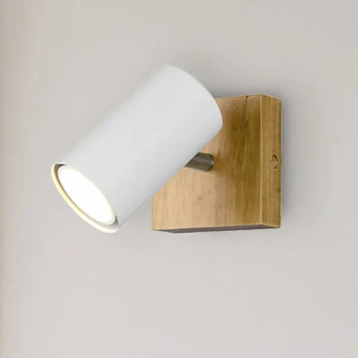 Trio Leuchten Marley Deckenstrahler - 15 W, L x B x H: 12 x 9 x 16 cm, Weiß/Holz, GU10, 1 Stk. - Stilvolle Wandleuchte mit weißem Zylinderkopf und Holzsockel. Das moderne Design verleiht jedem Raum eine elegante Note und sorgt für angenehmes Licht.