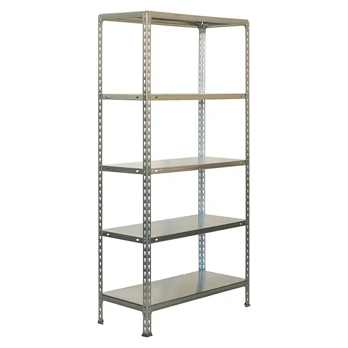 Simonrack Simonclick Estantería metálica Ecoclick Mini - Al x An x Pr: 180 x 80 x 40 cm, Capacidad de carga por balda: 70 kg, Número de baldas: 5 ud., Inserción, Galvanizado - Foto de producto de una estantería metálica plateada con cinco niveles, ideal para almacenamiento y organización.