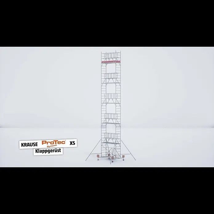 Krause ProTec XS KlappgerüstArbeitshöhe: 6,8 m, Bühnengröße: 2 x 0,6 m, Belastbarkeit: 200 kg/m² - KRAUSE Protec XS Gerüst - Aufbau Kurzanleitung