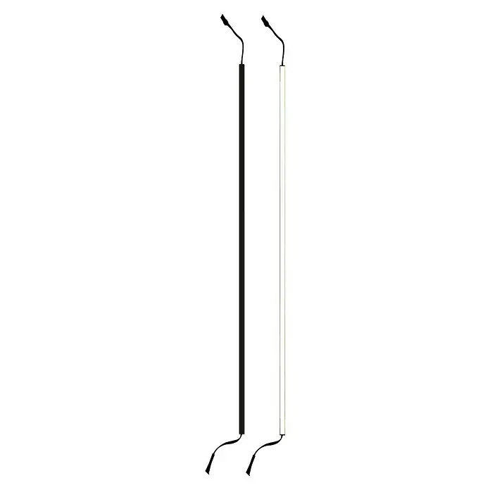 Direct Signs Lichtleiste für Akustikpaneele - Länge: 51,5 cm, Lichtfarbe: Warmweiß, 6 W, 420 lm, 24 V - Das Bild zeigt zwei schmale, lange Bürsten, eine in Schwarz und die andere in Weiß, beide mit ähnlichen Griffen und Borsten.