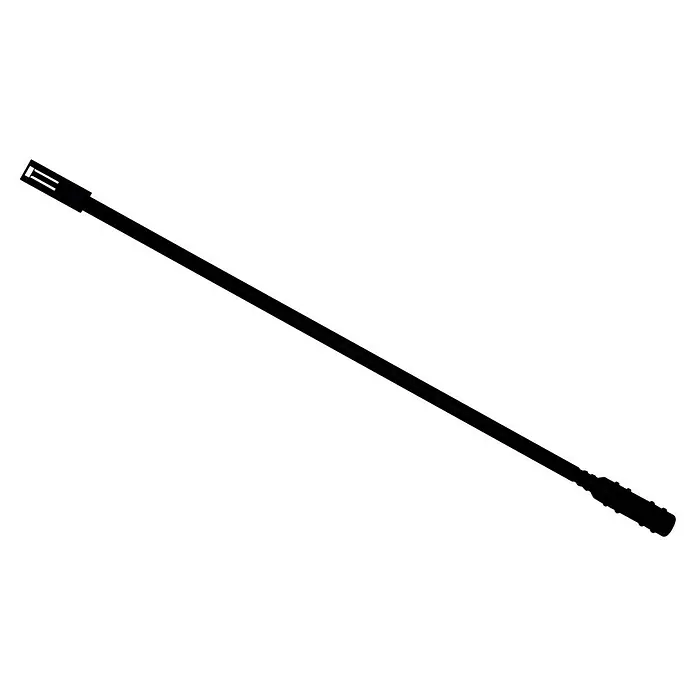 Direct Signs Kabel Trafo - Schwarz, 17 cm - Das Bild zeigt ein langes, dunkles Objekt, möglicherweise einen Stock oder eine ähnliche längliche Form, vor einem komplett schwarzen Hintergrund.