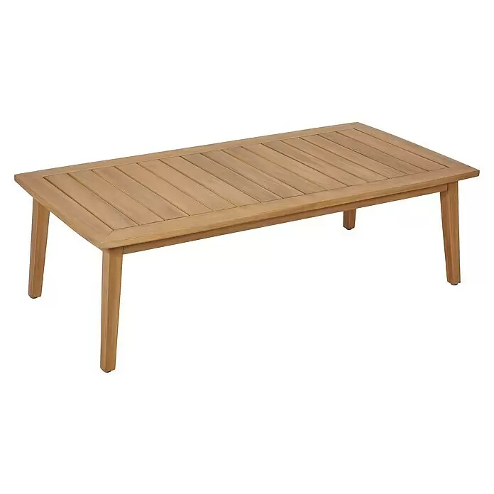 Sunfun Paula Garten-Loungetisch - L x B x H: 140 x 70 x 42 cm, Akazie, Braun - Rechteckiger Lattenholztisch in heller Holzoptik.