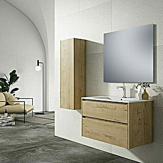 Conjunto de mueble de baño Iris 2C (100 cm, Nogal, Efecto madera, 4 pzs.)