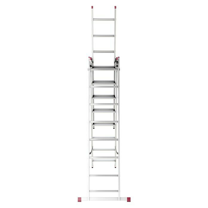 Krause Corda Sprossen-Mehrzweckleiter (Arbeitshöhe: 5,4 m, 3 x 8 Sprossen, Aluminium, Treppengängig)