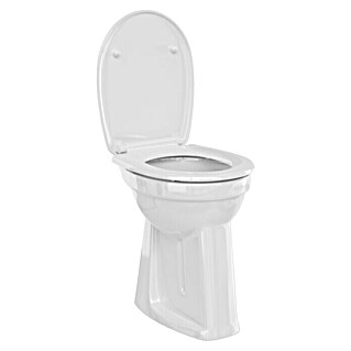 Camargue Stand-WC-Set Plus 100 (Mit Spülrand, Ohne Spezialglasur, Spülform: Flach, WC Abgang: Senkrecht, Weiß)