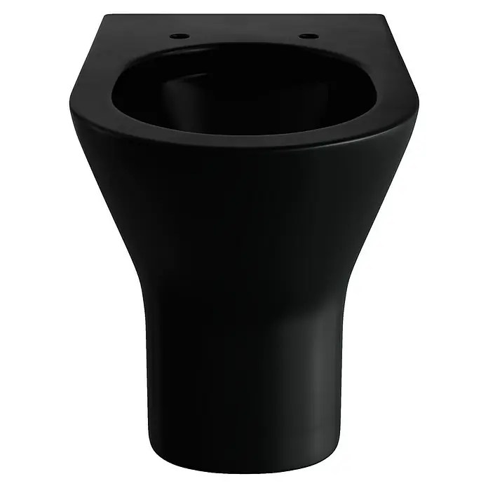 RAK Ceramics Feeling Stand-WC - Spülrandlos, Ohne Spezialglasur, Spülform: Tief, WC Abgang: Waagerecht, Schwarz - Schwarzes wandhängendes WC mit einer modernen, schlichten Formgebung, die sich ideal für stilvolle Badezimmer eignet.