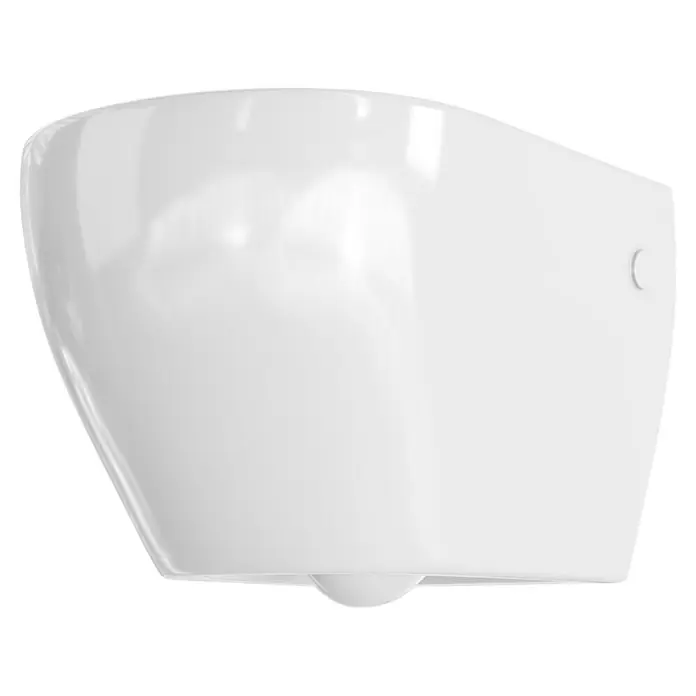 Camargue Wand-WC Rom - Spülrandlos, Ohne Spezialglasur, Spülform: Tief, WC Abgang: Waagerecht, Weiß - Abbildung einer weißen Wandtoilette mit glänzender Oberfläche und abgerundeten Formen. Elegantes und modernes Design für das Badezimmer.