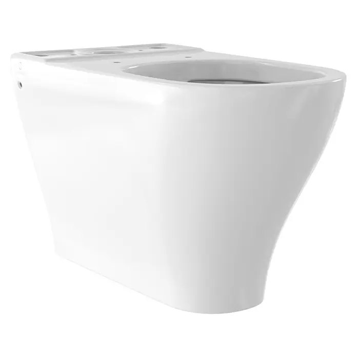 Camargue San Francisco Stand-WC für Kombination - Spülrandlos, WC Abgang: Waagerecht, Weiß - Nahaufnahme einer weißen wandhängenden Toilette mit modernem Design für Badezimmer.