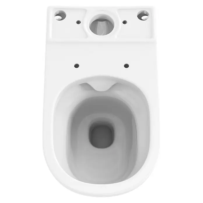 Camargue San Francisco Stand-WC für Kombination - Spülrandlos, WC Abgang: Waagerecht, Weiß - Nahaufnahme einer weißen Keramiktoilette, die modernes Design und Hygiene im Bad betont.