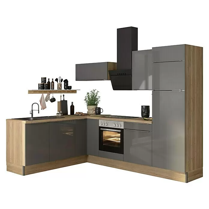 Optifit Küchenleerblock OPTIkoncept Linus984 Typ 2B x T: 270 x 60 cm, Anthrazit, Ohne Elektrogeräte, Spüle links