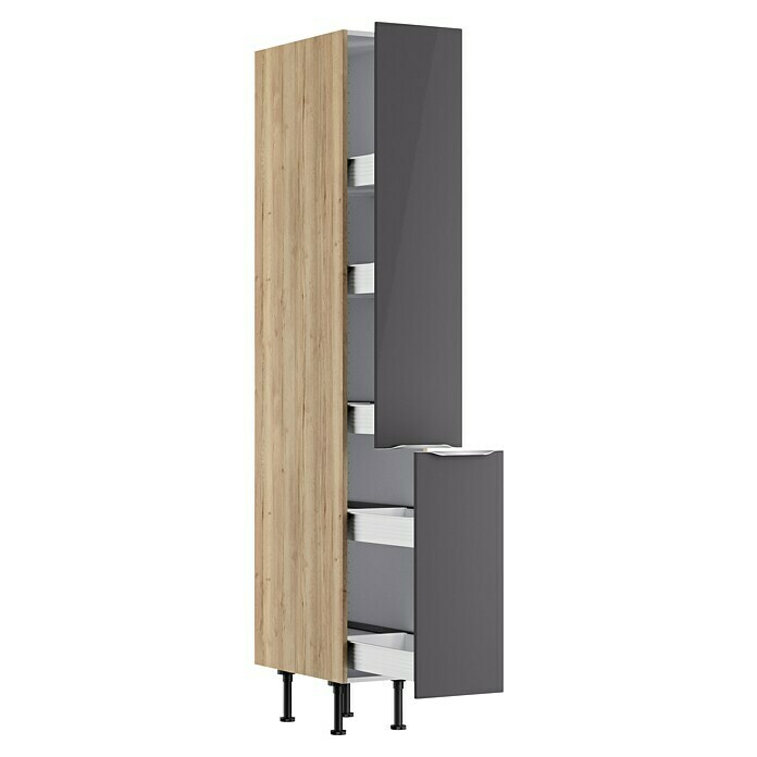 Optifit Apotheker-Hochschrank Optikomfort Linus984 (L x B x H: 58,1 x 30 x 211,8 cm, Glanz Lack Anthrazit) | BAUHAUS