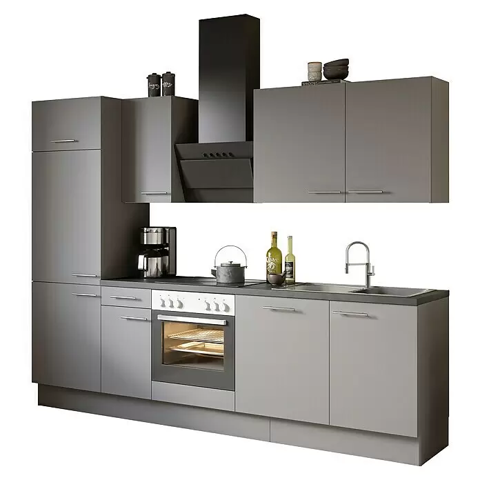 Optifit Küchenzeile OPTIkoncept Mats825 Typ 2Breite: 270 cm, Basaltgrau, Ohne Elektrogeräte