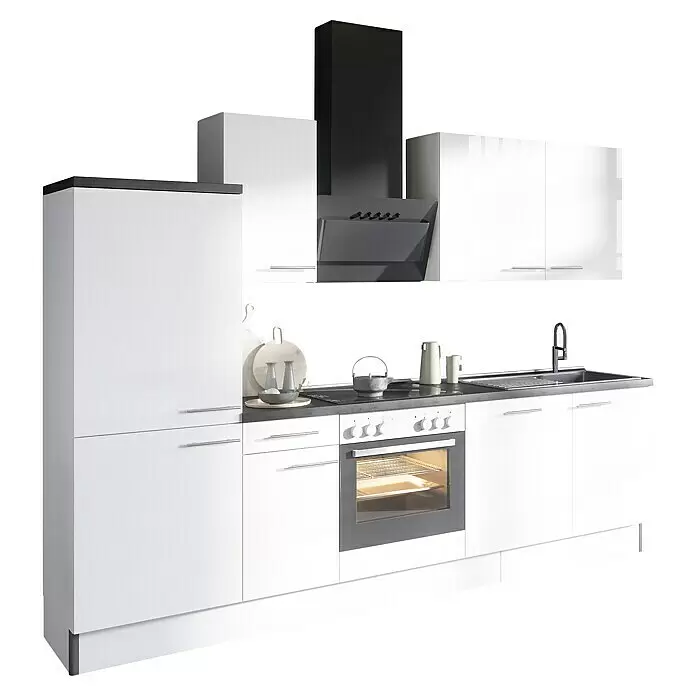 Optifit Küchenleerblock OPTIkoncept Rurik986 Typ 1 - Breite: 270 cm, Weiß, Ohne Elektrogeräte - Diagonale Ansicht