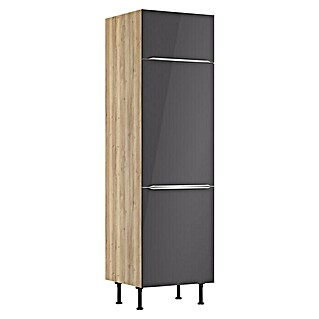 Optifit Geräteumbauschrank Optikomfort Linus984 (L x B x H: 58,1 x 60 x 211,8 cm, Glanz Lack Anthrazit, Für integrierbaren Kühlschrank)