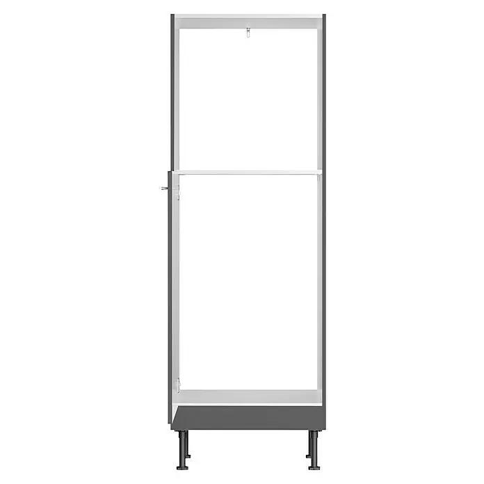 Optifit Midischrank Ingvar420 - L x B x H: 58,1 x 60 x 176,6 cm, Anthrazit matt, Für Einbaubackofen und integrierbaren Kühlschrank - Grau-weißer Modulschrankrahmen mit verstellbaren Füßen, passend als Küchenunterschrank.