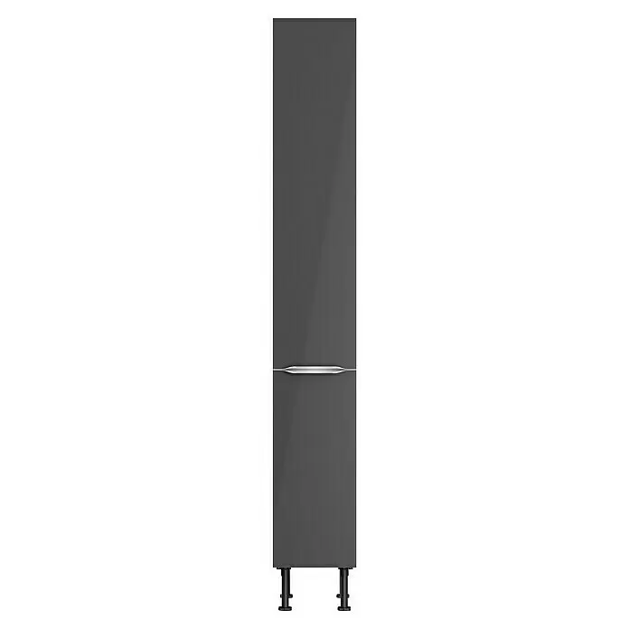 Optifit Apotheker-Hochschrank Optikomfort Linus984 - L x B x H: 58,1 x 30 x 211,8 cm, Glanz Lack Anthrazit - Hoher, dunkelgrauer Glanzschrank mit horizontalem Silbergriff und verstellbaren Füßen.