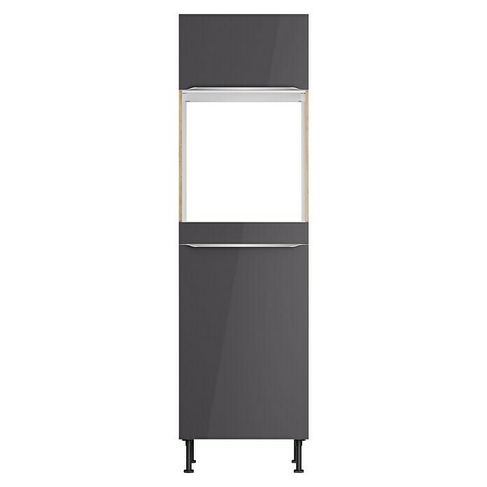 Optifit Geräteumbauschrank Optikomfort Linus984 (L x B x H: 58,1 x 60 x 211,8 cm, Glanz Lack Anthrazit, Für Backofen und integrierbaren Kühlschrank) | BAUHAUS