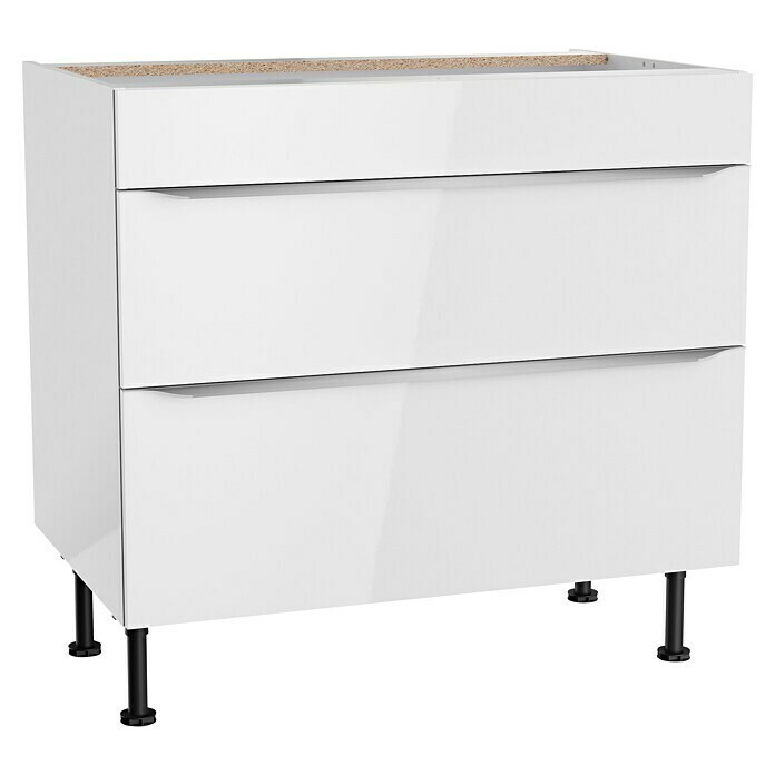 Optifit Unterschrank Optikomfort Arvid 986 (58,1 x 90 x 87 cm, Glanz Lack Weiß, Für Kochfeld) | BAUHAUS