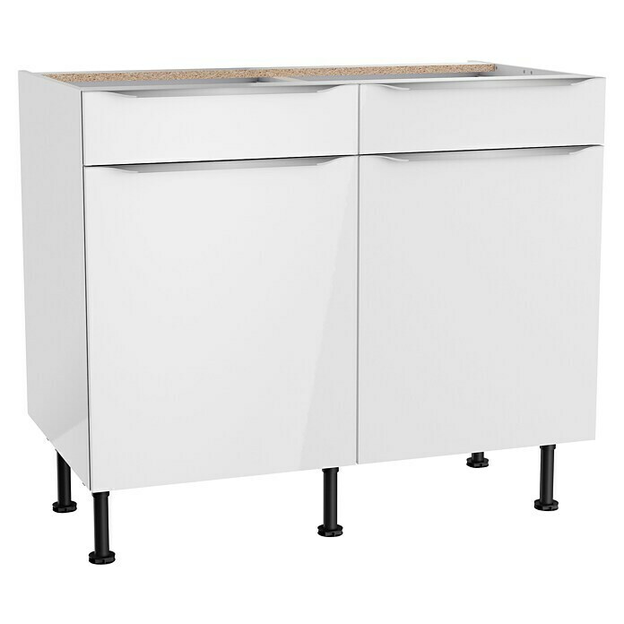 Optifit Unterschrank Optikomfort Arvid 986 (58,1 x 100 x 87 cm, Glanz Lack Weiß, Mit 2 Schubkästen) | BAUHAUS