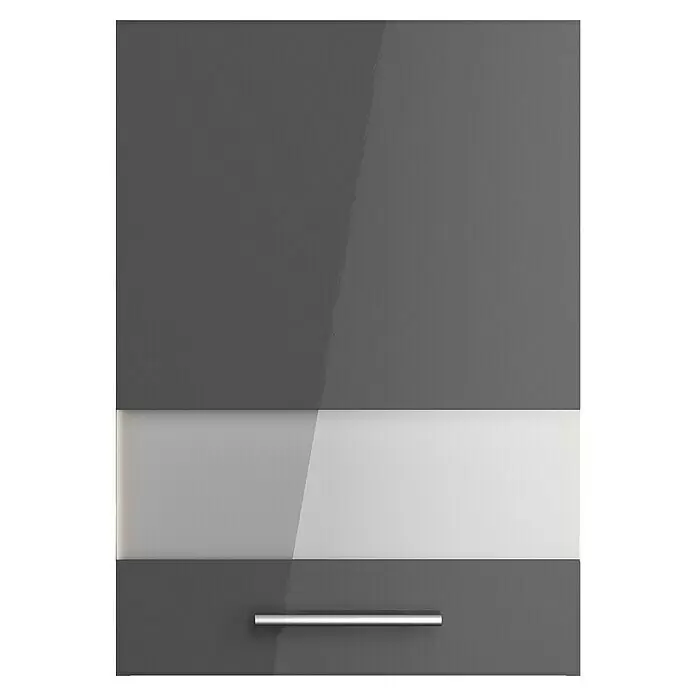 Optifit Glas-Hängeschrank Jonte984 - L x B x H: 34,6 x 50 x 70,4 cm, Glanz Lack Anthrazit - Vorderansicht