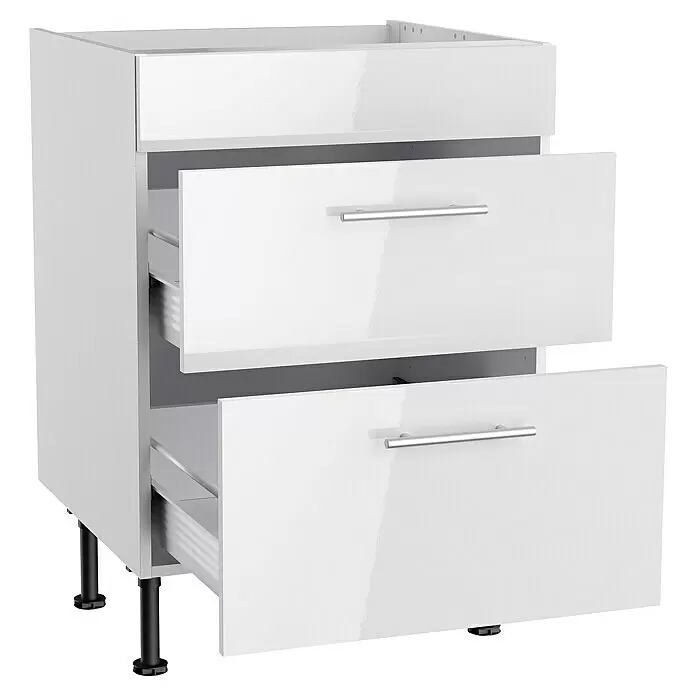 Optifit Unterschrank Optikomfort Rurik986L x B x H: 58,1 x 60 x 87 cm, Glanz Lack Weiß, Platz für einen Einbauherd