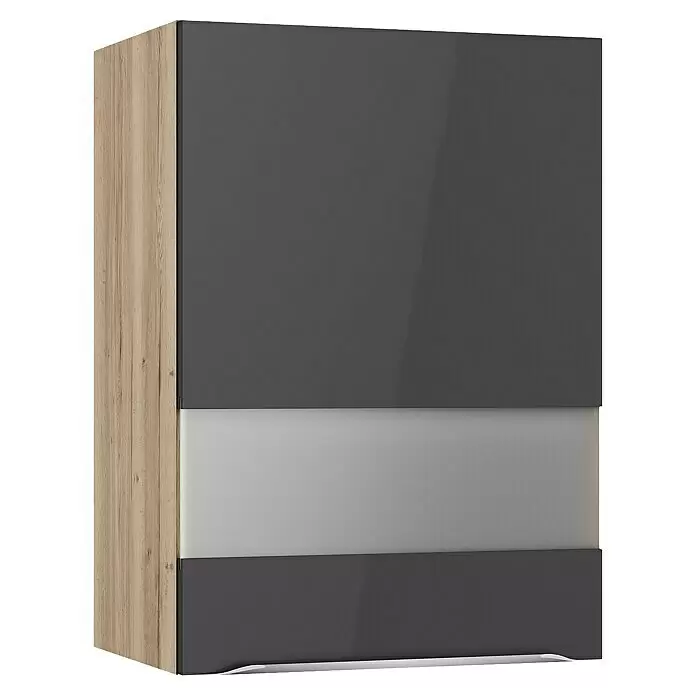 Optifit Glas-Hängeschrank Optikomfort Linus984 - L x B x H: 34,6 x 50 x 70,4 cm, Glanz Lack Anthrazit - Diagonale Ansicht