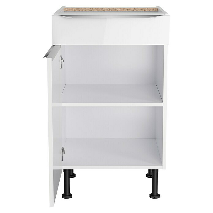 Optifit Unterschrank Optikomfort Arvid 986 (58,1 x 50 x 87 cm, Glanz Lack Weiß, Mit Schubkasten) | BAUHAUS