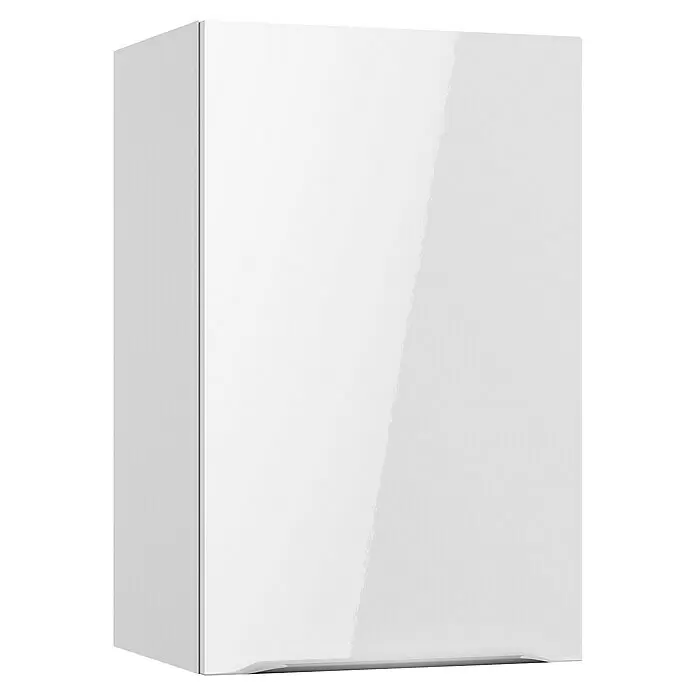 Optifit Hängeschrank Optikomfort Arvid 986 - L x B x H: 34,6 x 45 x 70,4 cm, Glanz Lack Weiß - Weißer Hochglanzschrank mit einer Tür.