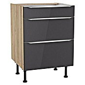 Optifit Unterschrank Optikomfort Linus984 (L x B x H: 58,1 x 60 x 87 cm, Glanz Lack Anthrazit, Mit 3 Schubkästen) | BAUHAUS