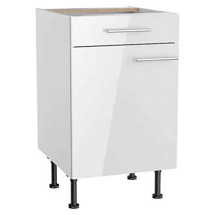 Optifit Unterschrank Optikomfort Rurik986L x B x H: 58,1 x 50 x 87 cm, Glanz Lack Weiß