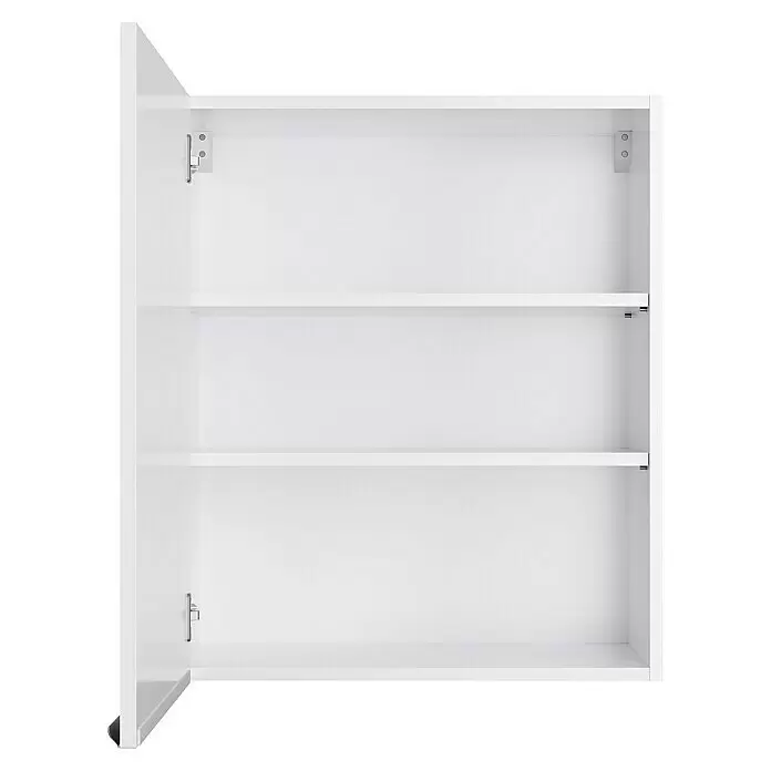 Optifit Hängeschrank Optikomfort Arvid 986 - L x B x H: 34,6 x 60 x 70,4 cm, Glanz Lack Weiß - Offener weißer Wandschrank mit zwei Innenregalen.