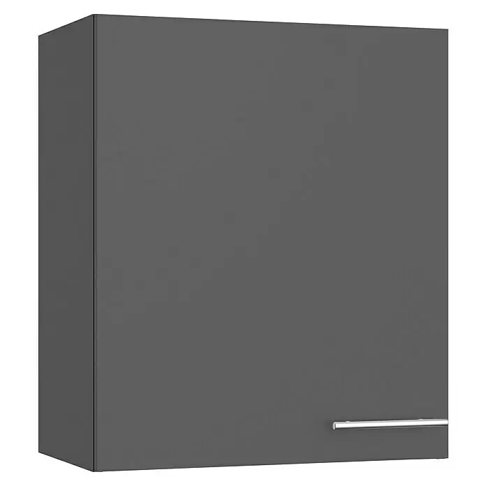 Optifit Hängeschrank Ingvar420 - L x B x H: 34,6 x 60 x 70,4 cm, Anthrazit matt - Dunkelgrauer Hängeschrank mit horizontalem silbernem Griff.