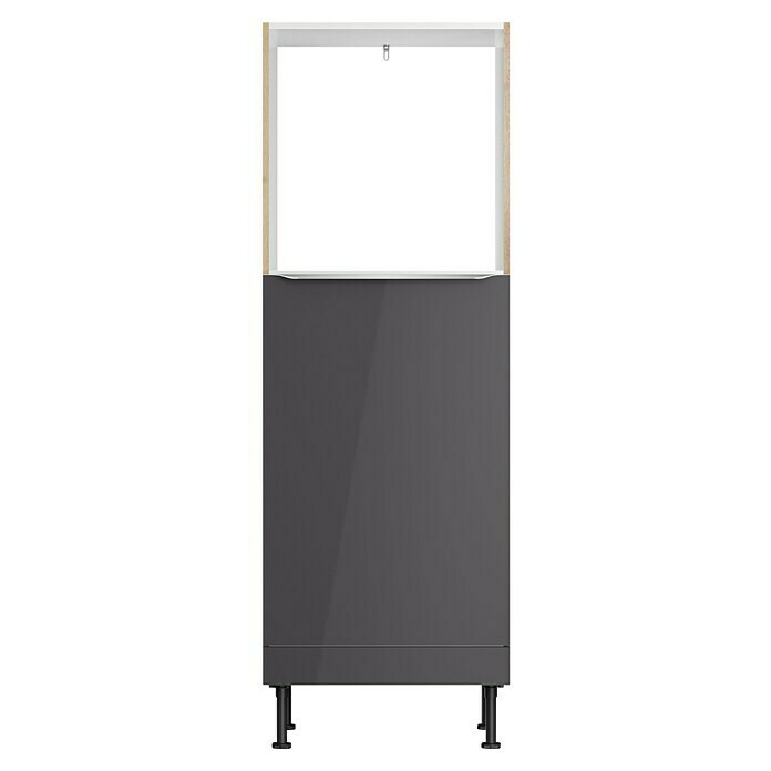 Optifit Midischrank Optikomfort Linus984 (L x B x H: 58,1 x 60 x 176,6 cm, Glanz Lack Anthrazit, Für Einbaubackofen und integrierbaren Kühlschrank) | BAUHAUS